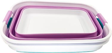 Складний пластиковий кошик для білизни - складний висувний кошик для зберігання (2, керамічний синій світло-фіолетовий), 27L