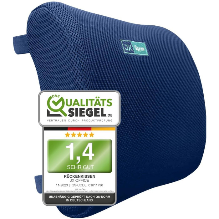 Підкова для спини JX OFFICE блакитна ергономічна з Memory Foam - для офісу, крісла, дому. Зменшує та запобігає болям у спині