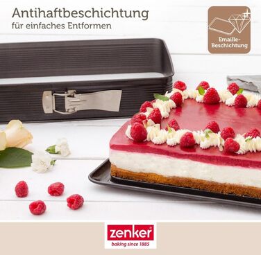 Форма для випічки Zenker прямокутна з кришкою DELUXE, коробка для транспортування тортів з емальованим дном, дека для випічки з кришкою (Чорний/Прозорий/Червоний), 1 шт.