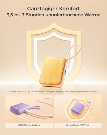 Електричні грілки для рук OCOOPA 2 шт., 3 режими нагріву, швидкий нагрів, 4000mAh, USB, для жінок, Outdoor, фіолетові