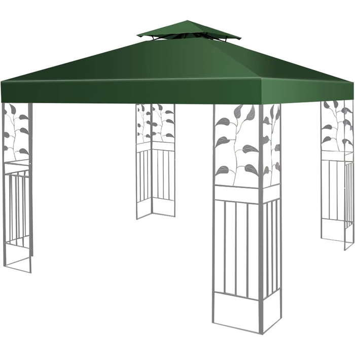 Заміна даху Альтанка 3x3м, Покриття для заміни даху альтанки Покриття даху для садової альтанки, Покриття для альтанки (подвійний дах, темно-зелений)