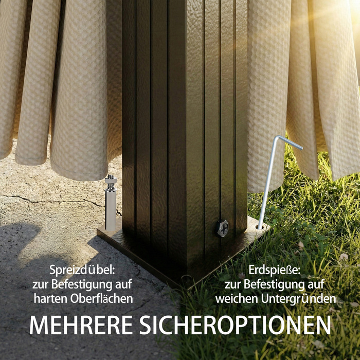 Алюмінієвий павільйон для саду 3х3 м зі сталевим дахом, москітною сіткою та 4 бічними стінками, захист від сонця UPF50+