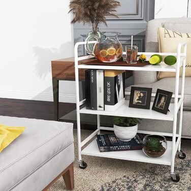 Металевий сервісний візок HDANI з 3 ярусами, на колесах, 48x30x75 см, для кухні, вітальні, бару, ванної кімнати