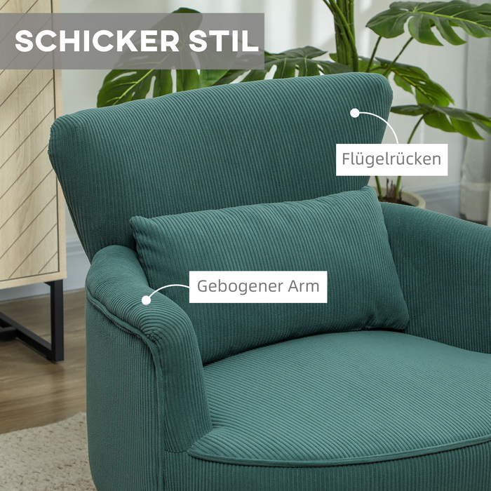 Сучасне крісло з підлокітниками, акцентне м'яке крісло з підтримкою попереку, ніжки з каучукового дерева, темно-зелений
