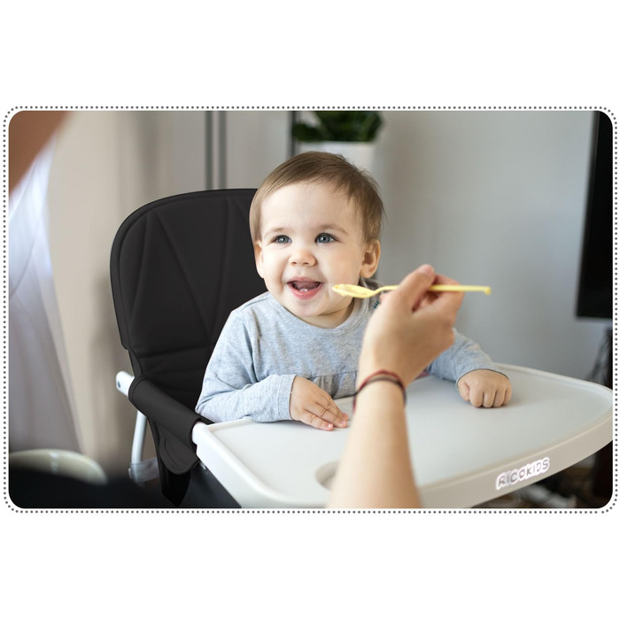 Дитячий стільчик RicoKids для годування - стілець для малюків 6-36 місяців, знімний столик, м'яке сидіння, чорно-білий