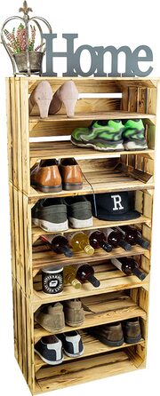 Взуттєва шафа Джоанна полиця для взуття винний шафа винний шафа з обпаленого / білого дерева ящики для зберігання взуття на 6 пар взуття в якості підставки для взуття зберігання взуття з дерева (з подвійним поздовжнім полум'ям)