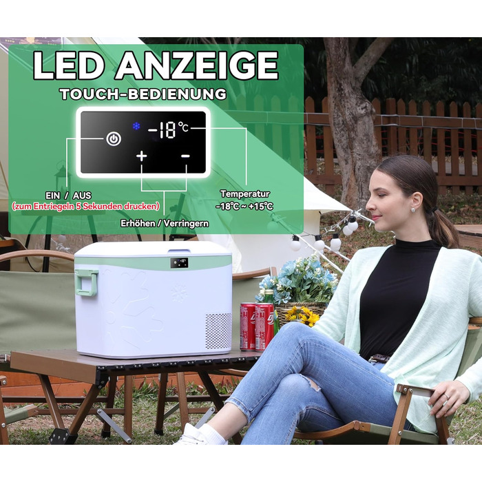 Автохолодильник BINGI 18л портативний 12/24V та 230V, термобокс для авто, кемпінгу, дому (від +15°C до -18°C)