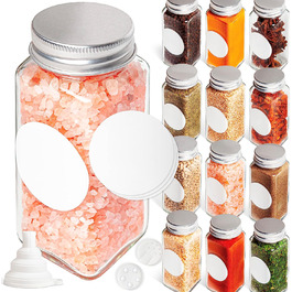 Набір банок для спецій Greeano з дерев'яною кришкою, 12 шт. по 120 мл – скляні ємності для спецій зі знімним розсіювачем