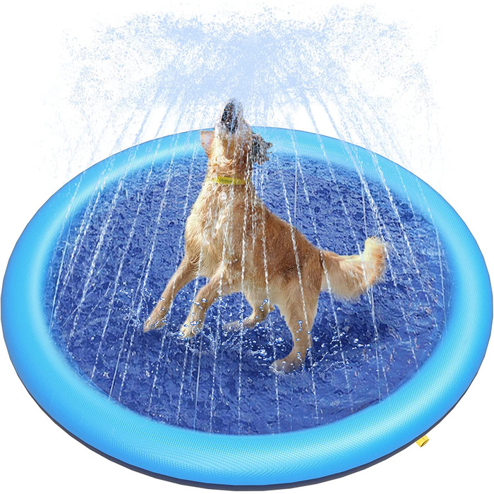 Басейн для собак Peteast для великих і маленьких собак і дітей 51-дюймовий складний бризговик, протиковзкі іграшки для води для собак товщиною 0,58 мм, екологічно чистий міцний дитячий басейн для собак 51-дюймовий синій