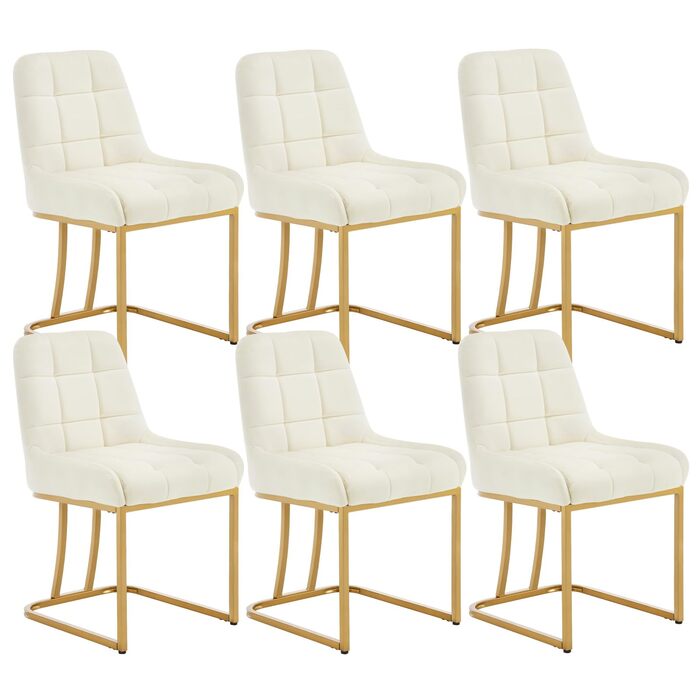 Крісла для їдальні WOLTU, кухонні крісла з велюру, 6 шт. в наборі, металеве гнуте каркас, м'яке сидіння та спинка