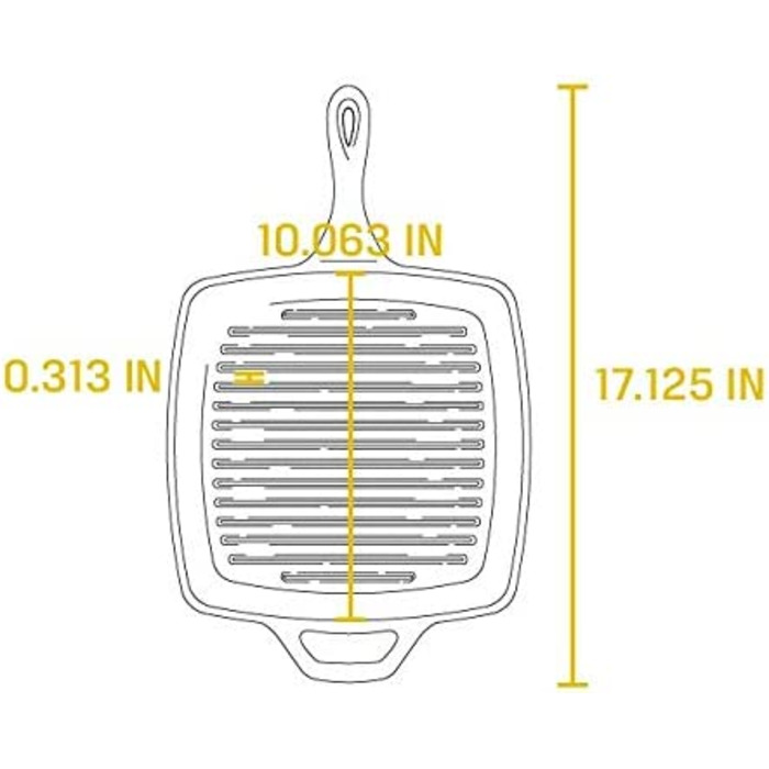 Квадратна чавунна сковорода-гриль/фритюрниця з попередньою приправою Lodge 26,67 см/10,5 дюймів
