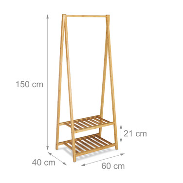Бамбукова вішалка для одягу Relaxdays з 2 полицями для взуття