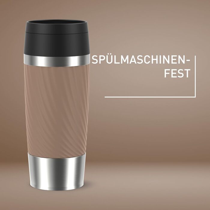 Термокружка Emsa Travel Mug Classic Twist, 0.36 л, коричнева, з кришкою Quick-Press, не протікає, для гарячих та холодних напоїв