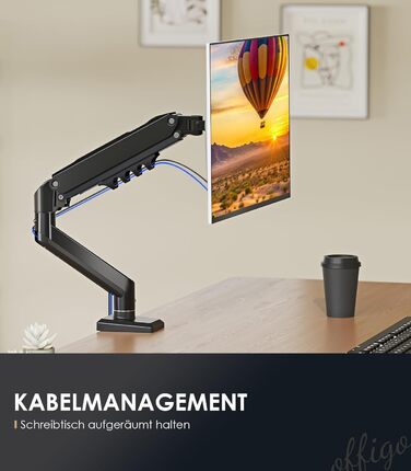 Кріплення для монітора OffiGo: підходить для моніторів 15-32 дюймів, вантажопідйомність до 9 кг, VESA 75/100 мм, чорний