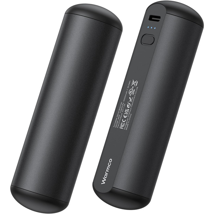 Електричні грілки для рук Warmco 2 шт., 10000 мАг, багаторазові, 3 режими нагріву, портативна батарея-грілка, чорний