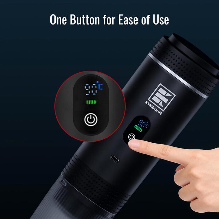 Портативна електрична кавомашина Everange для еспресо, приготування кави з меленої кави та капсул, з LCD-дисплеєм (зелена та чорна)