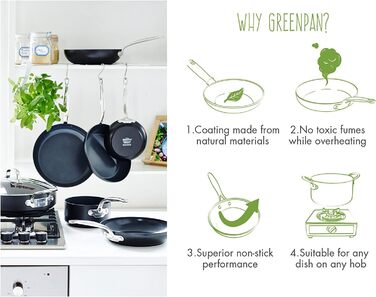 Сковорода GreenPan, антипригарна, нетоксична, керамічна, 28 см, сіра