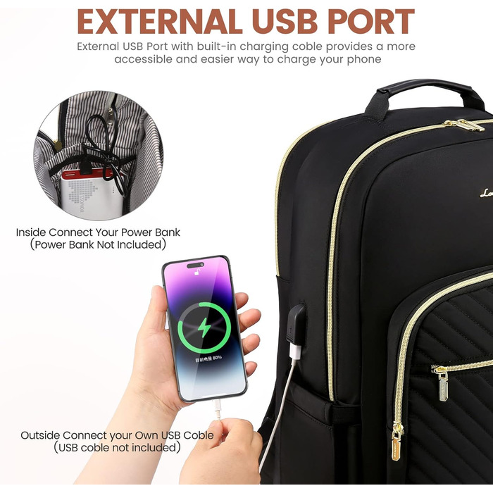 LOVEVOOK Рюкзак для жінок, великий, 15.6 дюймів, для ноутбука, водонепроникний, шкільний, для дівчаток-підлітків, чорний, елегантний, для роботи, для школи, університету, подорожей, 15.6 дюймів, A-чорний