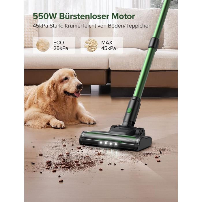 Бездротовий акумуляторний пилосос Vexilar V9PRO: 500W, 45Kpa, 60 хвилин роботи, LED дисплей, для твердих поверхонь, килимів та шерсті тварин