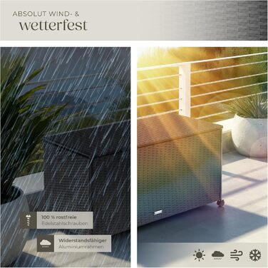 Скриня для саду Tectake з ротангу, чорна, 297л, водонепроникна, на колесах, для тераси та балкону 117x54x64 см