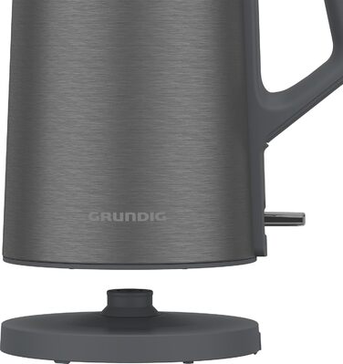 Чайник Grundig WK 7340, потужність 2 150 Вт, ємність 1,5 л, змотувач кабелю, автоматичне вимкнення, прихований нагрівальний елемент з нержавіючої сталі, Cool Touch з подвійною стінкою, Dark Inox