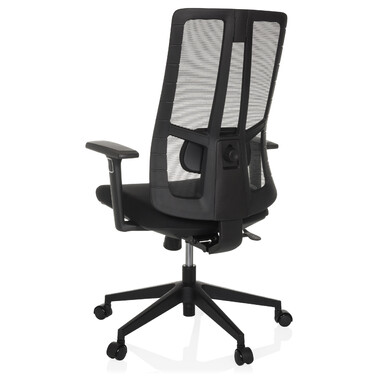 Офісне крісло / Крісло з поворотним механізмом TRAMORE BASE з тканиною для сидіння / сіткою для спинки, чорного кольору, hjh OFFICE