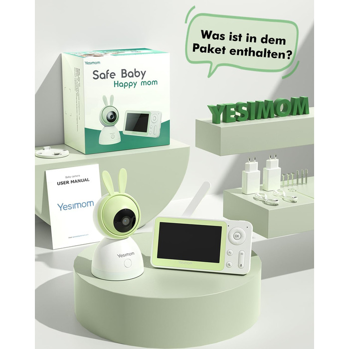 Відеоняня з камерою 1080P HD PTZ 360° та Wi-Fi: монітор для немовлят з додатком, нічним баченням, 4x Zoom, детекцією руху/звуку, двостороннім аудіо, автотрекінгом та сповіщеннями | 8SM