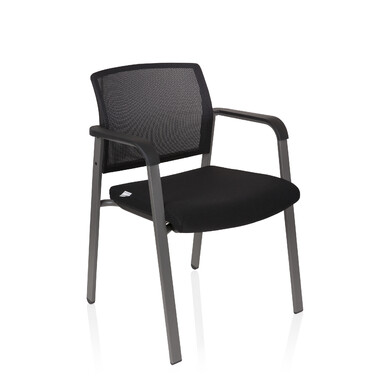 Крісло для відвідувачів / Конференційне крісло MEET сірий сітка / тканина чорний hjh OFFICE