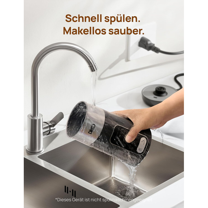 Електричний спінювач молока Dreo 8-в-1 для лате-арту, 270 мл, з підігрівом, LED, чорний