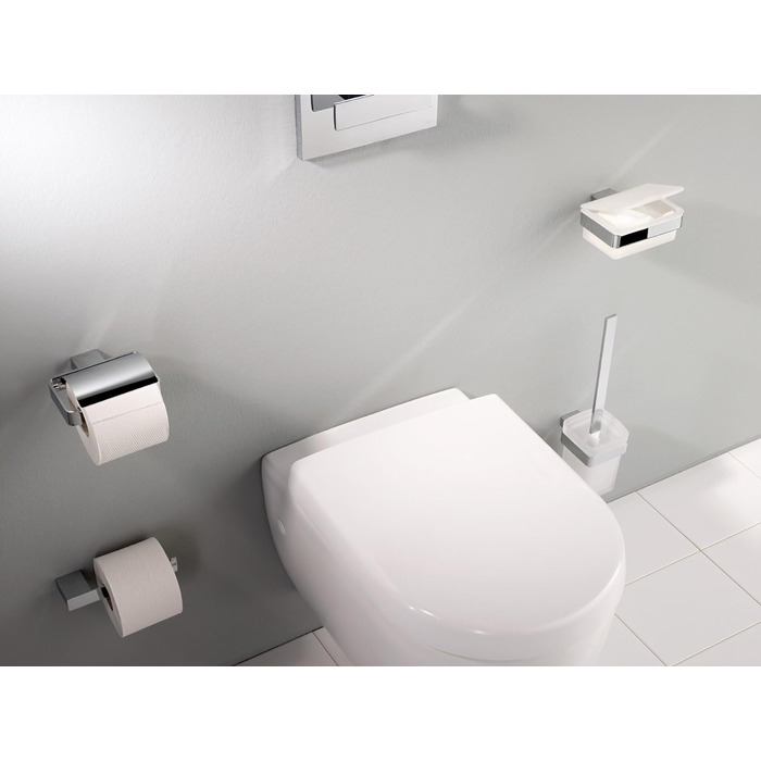 Тримач для паперу emco LOFT елегантний тримач для туалетного паперу для загвинчування з алюмінію, високоякісний аксесуар для ванної кімнати для настінного монтажу, кольоровий (з кришкою, хром)