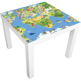 Меблева плівка Apalis для лаку IKEA Клейка плівка Декоративна плівка Чудова та смішна карта світу 55 x 55 см 55 см x 55 см