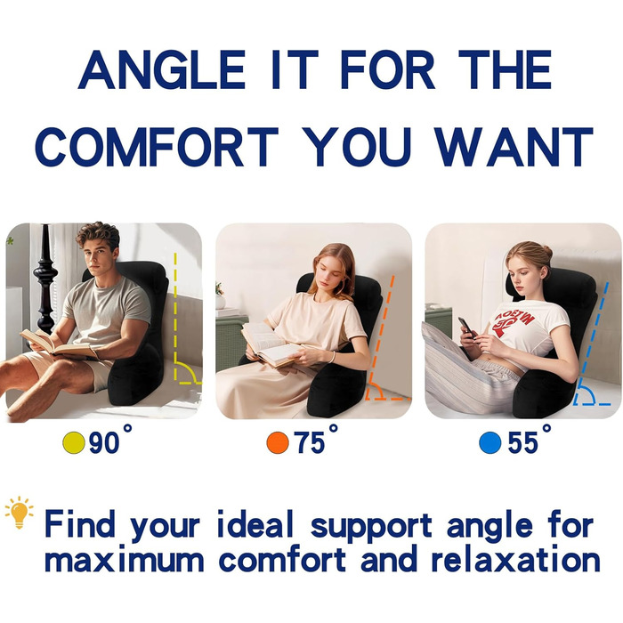 Підлогове крісло-мішок Tinuniyaa з підлокітниками, велике, для читання, роботи, перегляду телевізора, ігор та відпочинку. Максимальна висота користувача 163 см, вага 3.5 кг (Чорний, Стандартний)