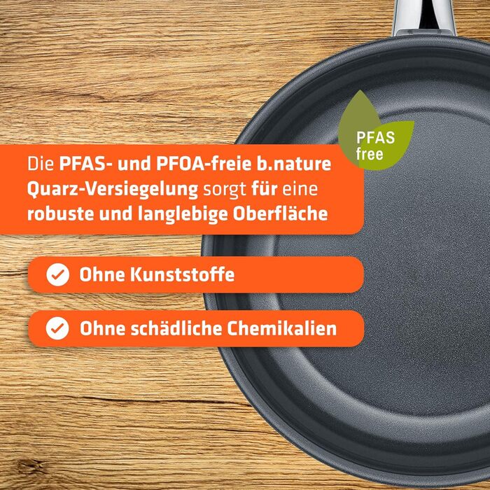 Пан з нержавіючої сталі Berndes Napoli 28 см – універсальна, антипригарна, з капсульним дном та кварцовим покриттям