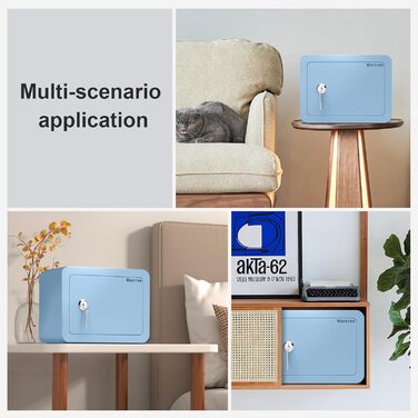 Дитячий сейф-сховище Mini Safe Box: сталевий сейфчик з ключем, 16.9 x 22.9 x 17.6 см, блакитний