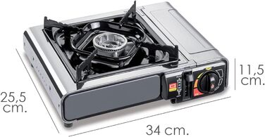 Газовий пальник для кемпінгу Kemper Smart 1 з нержавіючої сталі, сірий