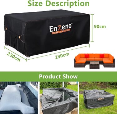 Водонепроникний чохол для садово-патіо меблів Enzeno, 250x210x90 см, для столу, лаунж-меблів, ротангу, меблевих наборів