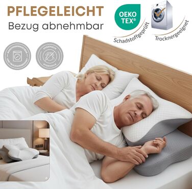Ортопедична подушка для шиї Sei Design з Memory Foam - для спини та боку, Oeko-Tex®, Lyocell, охолоджуючий чохол