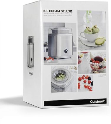 Машина для морозива Cuisinart Deluxe Виробник заморожених йогуртів і сорбетів 2 л 25 хв 5 років гарантії Срібло ICE30BCU