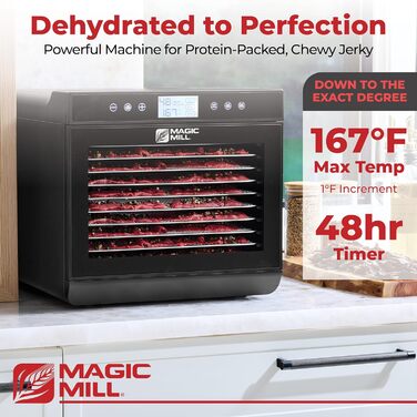 Сушарка для продуктів Caredy: 7 ярусів, цифровий таймер, регулювання температури, підігрів, для м'яса, фруктів, овочів, трав та джеркі