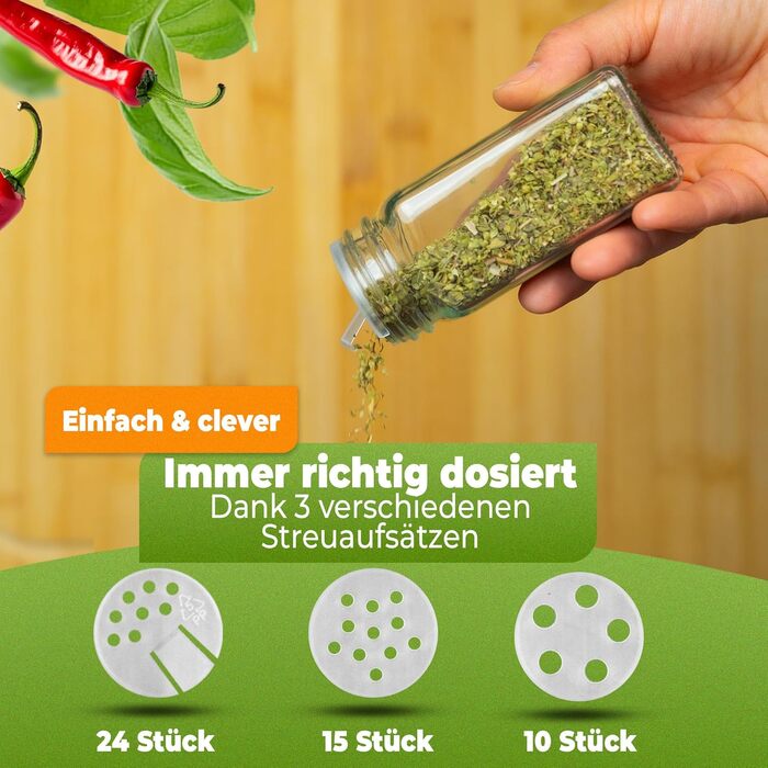 Набір банок для спецій 24 шт. (125 мл) з дозатором, етикетками та кришками з нержавіючої сталі