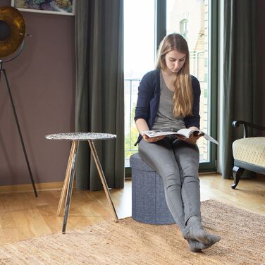 Relaxdays Пуф з місцем для зберігання, великий, круглий