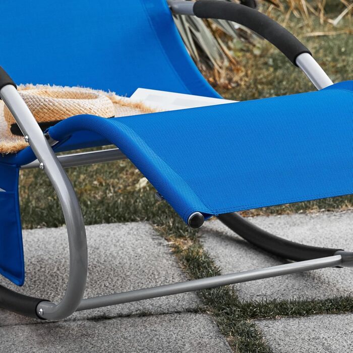 Шезлонг SoBuy для 2 осіб, садова розкладна лежанка, крісло-гойдалка, вологостійка, з подушкою, для тераси, балкону, кемпінгу, до 150 кг, Gartenmöbel OGS28-SCHx2 (Kleinblau)