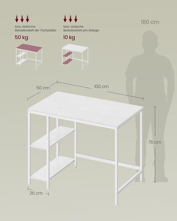 Стол письмовий VASAGLE 100x50x76 см, комп'ютерний, для офісу/дому, вінтажний стиль, коричнево-чорний