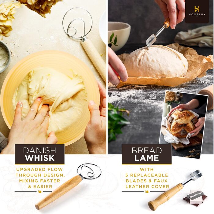 Набір для закваски HOMELUX THEORY: 14 предметів для випікання хліба та закваски (жовтий)