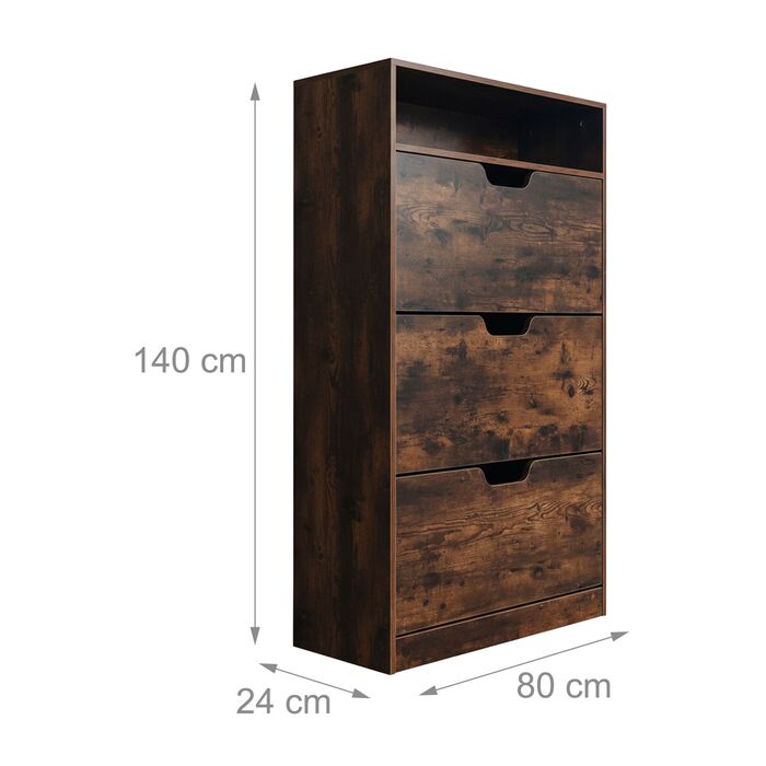 Взуттєва шафа Relaxdays з відкидною дверцями та відкритою полицею