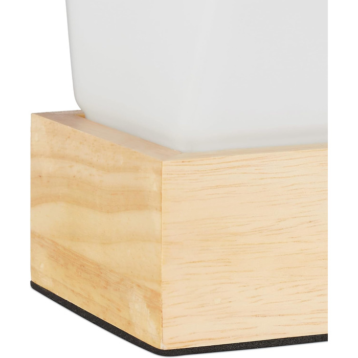 Настільна лампа куб, вітальня та спальня, дерево та матове скло, приліжкова лампа E14, 15 x 12 x 12 см, /натуральний (Prisma)