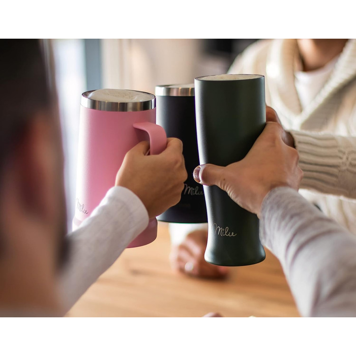 Термокухоль для пива Milu Weizenbierglas з нержавіючої сталі з кришкою, 500 мл, чорний - подарунок для чоловіків