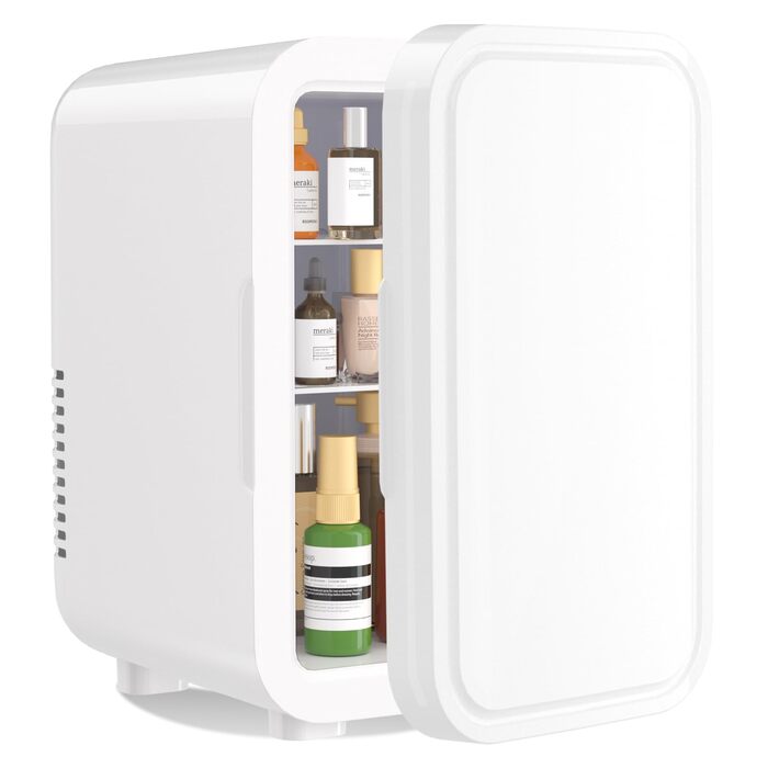 Міні-холодильник YASHE 6 л на 8 банок, портативний термоелектричний охолоджувач 220-240V AC/DC для авто, офісу, спальні та косметики, білий