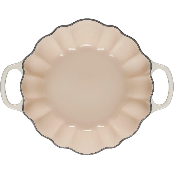 Кокотниця Le Creuset Figurale Kürbis, емальована чавунна, 4 л, білий колір з мідним ручками (Cocotte, Baiser)