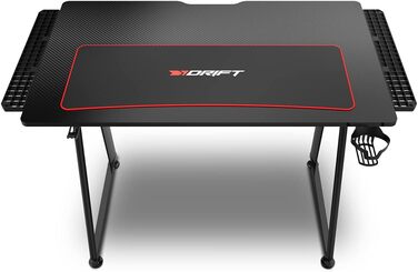 Ігровий стіл DRIFT GAMING DRDZ75 з карбоновою поверхнею, великим килимком, підставкою для чашок та навушників, регульованими ніжками, чорний